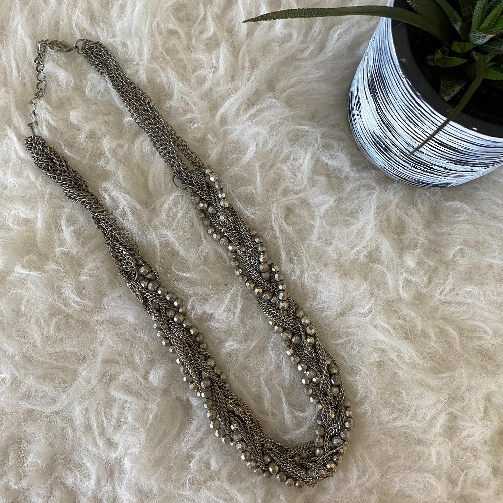 Aged silver chunky statement necklace